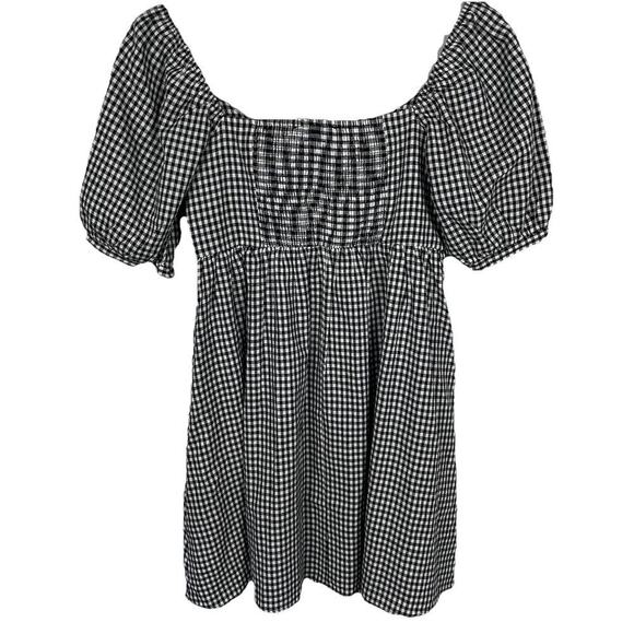 Pomander Place Tuckernuck Abigail Dress Womens M Black Gingham Babydoll Cottage - Picture 2 of 10